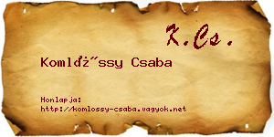 Komlóssy Csaba névjegykártya