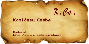 Komlóssy Csaba névjegykártya